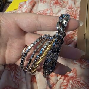 Stylish Silver and Gold Bracelet Set